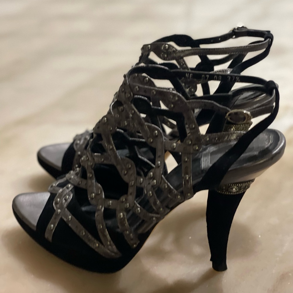 Dior Black and Silver Strappy Heels